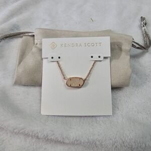 Kendra Scott Elisa Necklace Irisdescent Druzy in Rose Gold Metal